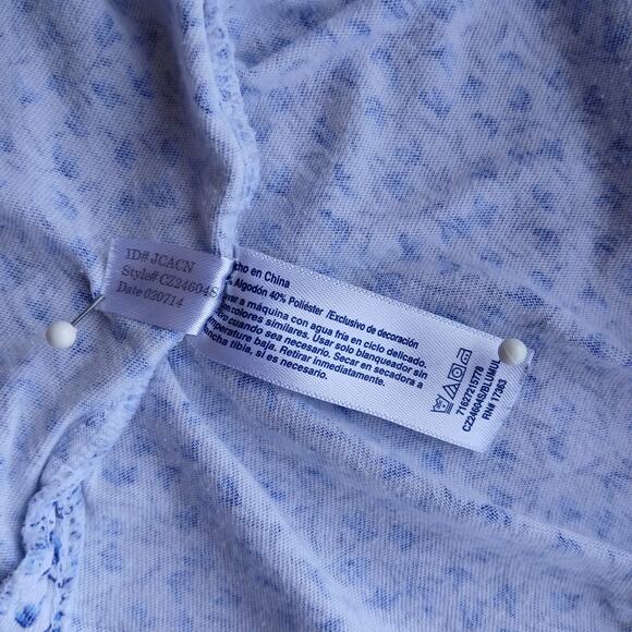 Celestial Dreams Blue Floral Gingham Tank Top XL REPAIRED cottage lace comfy - Picture 9 of 14